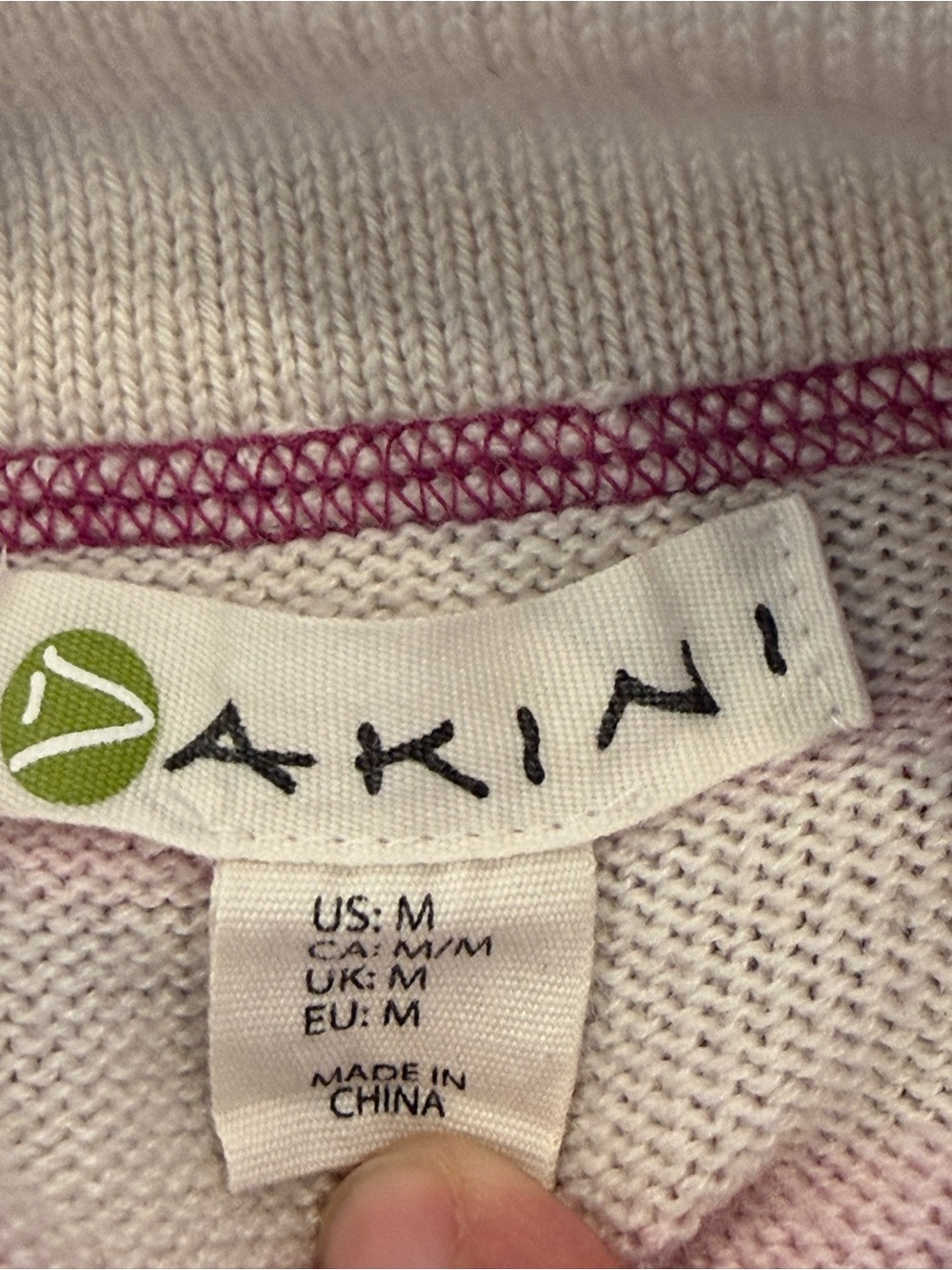 DAKINI Wool Blend Striped Asymmetric Button Collar Sweater Cream Purple Size Med - Picture 7 of 9